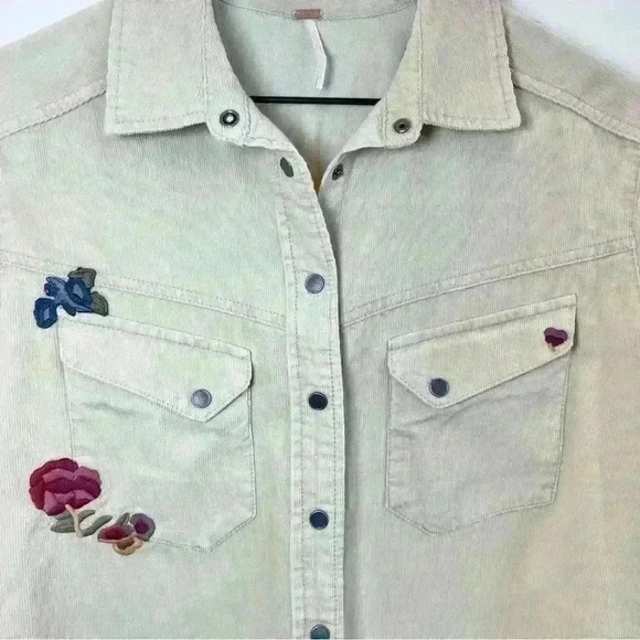 Free People Harley Embroidered Corduroy Shirt Size X-Small - Picture 5 of 16
